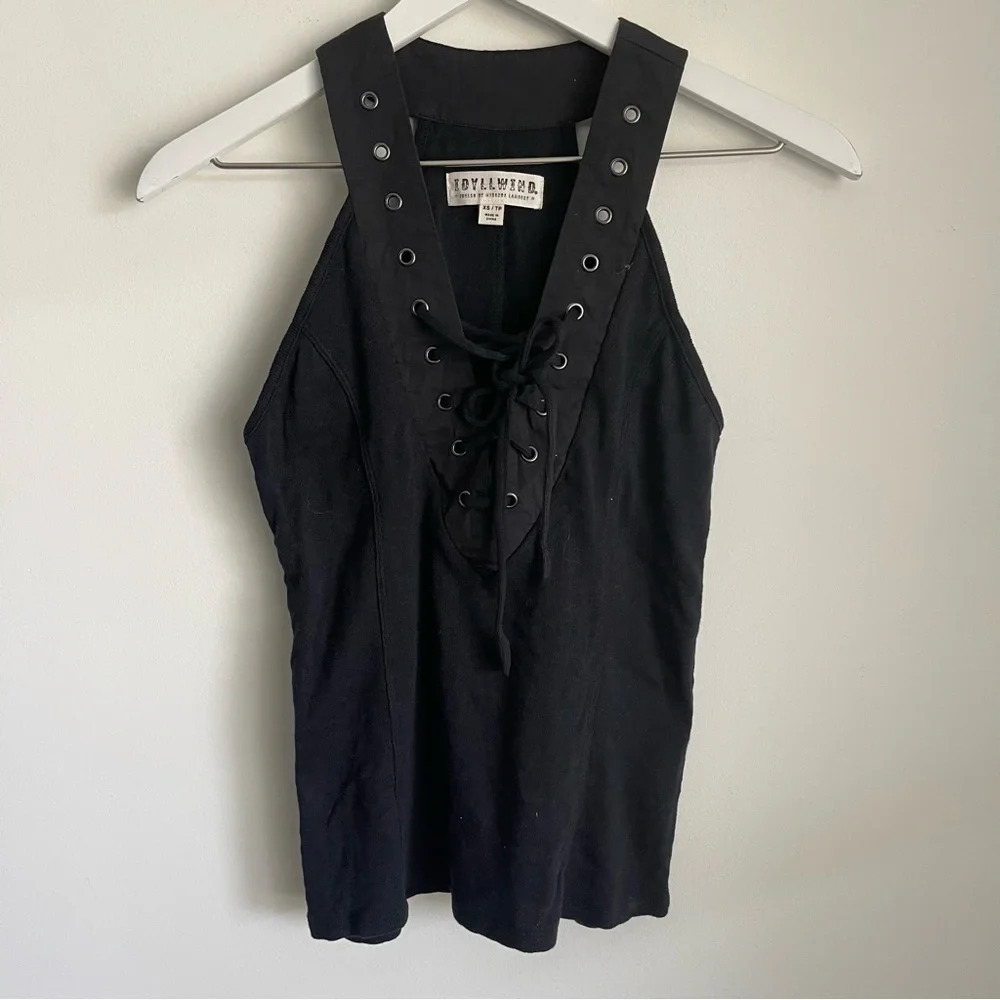 Idyllwind by Miranda Lambert front lace up black tank top size XS
